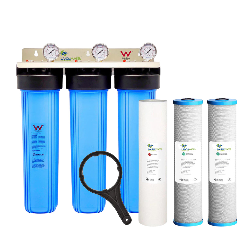3-Stage Budget Complete Home Water Filtration System with Chlorine Cartridge Kit