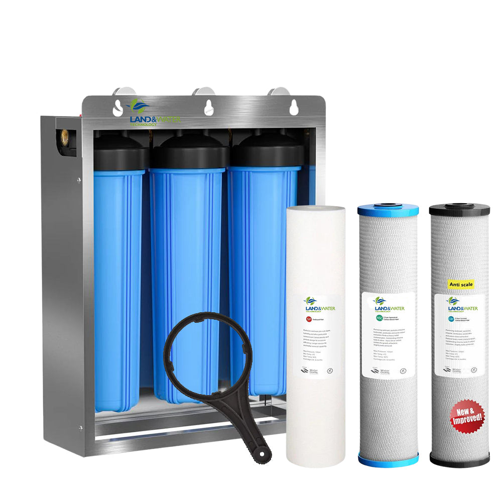 3-Stage Complete Home Premium Outdoor Water Filtration System with Hard Water (Anti-Scale) Package Including Metro Perth Installation
